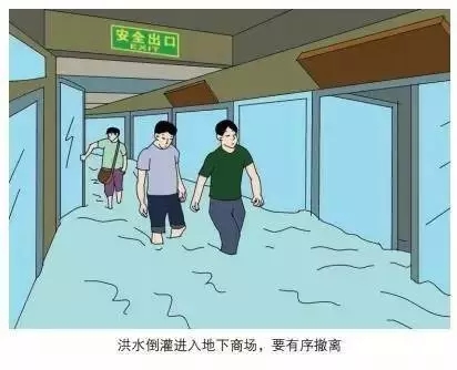 洪水倒灌進地下商場，要有序撤離